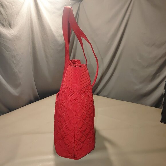 Large Vera Bradley Tall Quilted Red Tote Bag Interior Pockets Colorful Lining - Picture 5 of 13